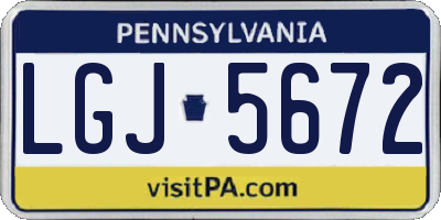 PA license plate LGJ5672
