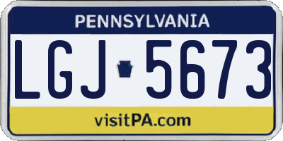 PA license plate LGJ5673
