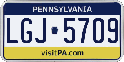 PA license plate LGJ5709
