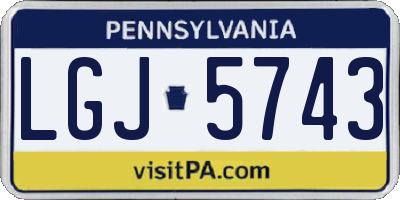 PA license plate LGJ5743