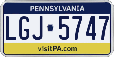 PA license plate LGJ5747
