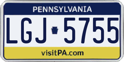 PA license plate LGJ5755