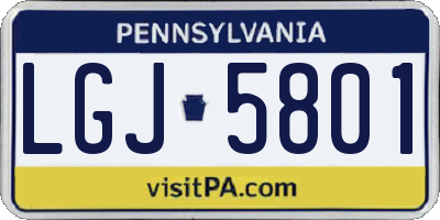 PA license plate LGJ5801