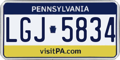 PA license plate LGJ5834