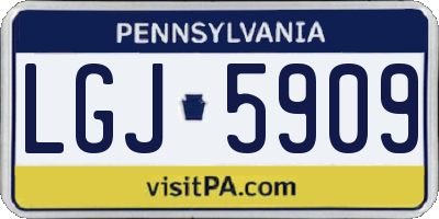 PA license plate LGJ5909