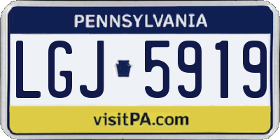 PA license plate LGJ5919