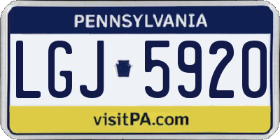 PA license plate LGJ5920