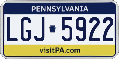 PA license plate LGJ5922