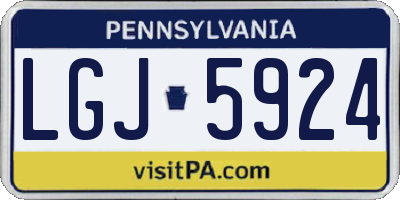 PA license plate LGJ5924