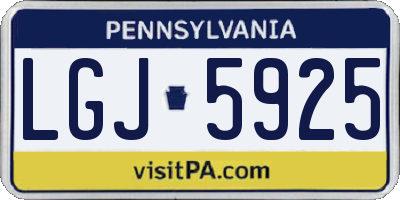 PA license plate LGJ5925