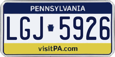 PA license plate LGJ5926
