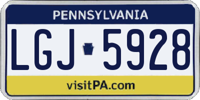 PA license plate LGJ5928