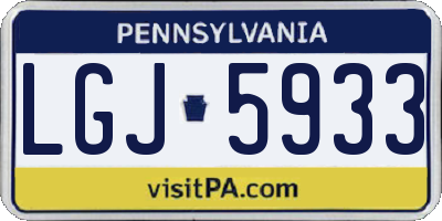 PA license plate LGJ5933