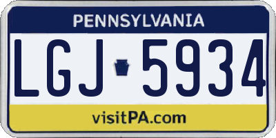 PA license plate LGJ5934