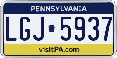 PA license plate LGJ5937