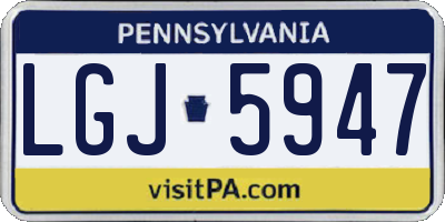 PA license plate LGJ5947