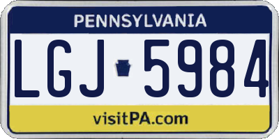 PA license plate LGJ5984