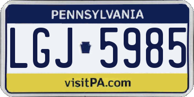 PA license plate LGJ5985