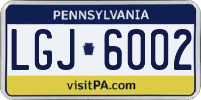 PA license plate LGJ6002