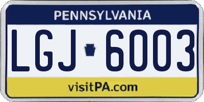PA license plate LGJ6003