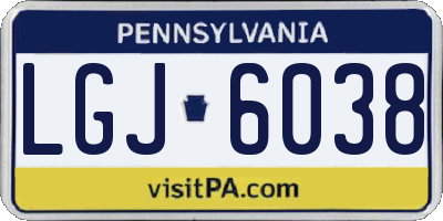 PA license plate LGJ6038