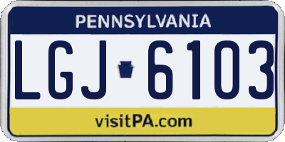 PA license plate LGJ6103