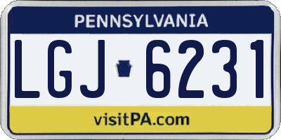 PA license plate LGJ6231