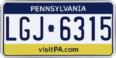 PA license plate LGJ6315