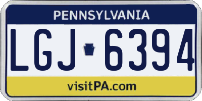 PA license plate LGJ6394