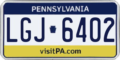 PA license plate LGJ6402