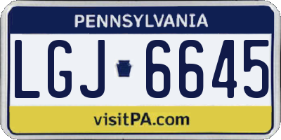 PA license plate LGJ6645