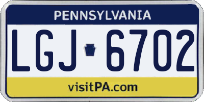 PA license plate LGJ6702
