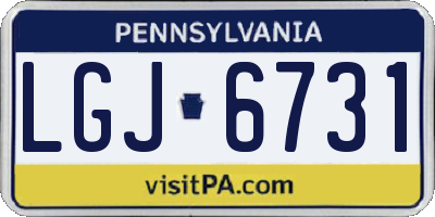 PA license plate LGJ6731