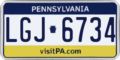 PA license plate LGJ6734