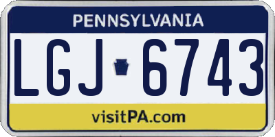 PA license plate LGJ6743