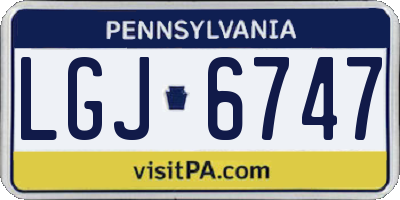 PA license plate LGJ6747