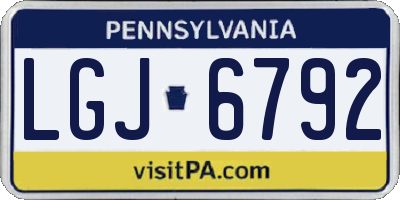PA license plate LGJ6792
