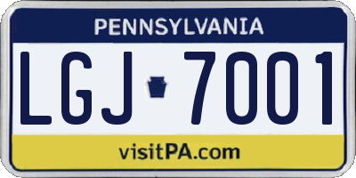 PA license plate LGJ7001
