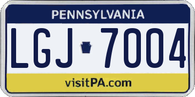 PA license plate LGJ7004