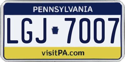 PA license plate LGJ7007