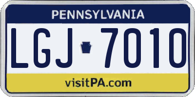 PA license plate LGJ7010