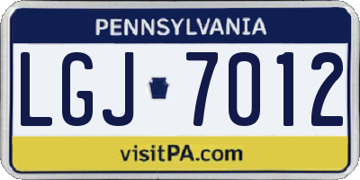 PA license plate LGJ7012