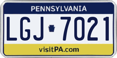 PA license plate LGJ7021