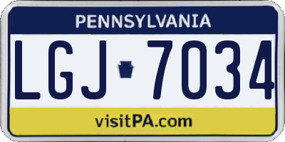 PA license plate LGJ7034