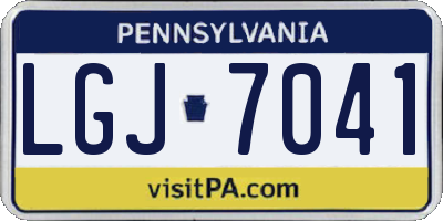 PA license plate LGJ7041