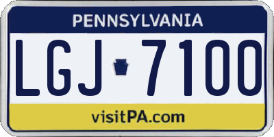 PA license plate LGJ7100