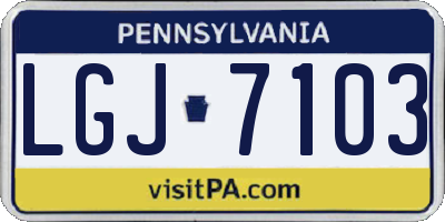PA license plate LGJ7103