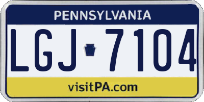 PA license plate LGJ7104