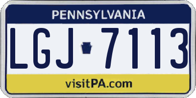 PA license plate LGJ7113