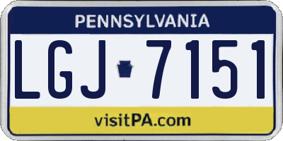 PA license plate LGJ7151